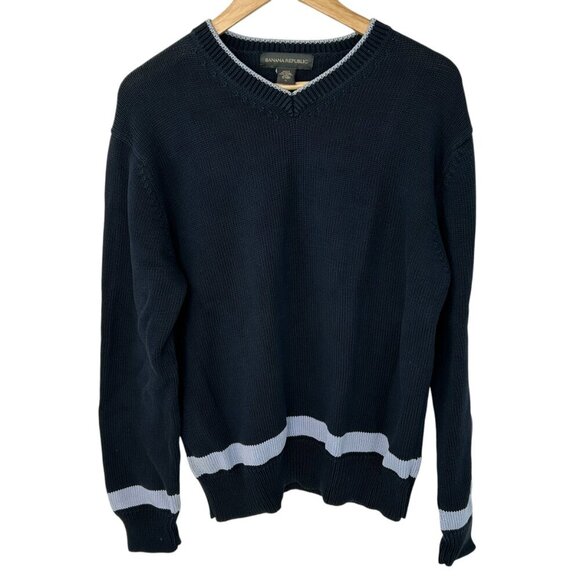 Banana Republic Other - Banana Republic Mens V-Neck 100% Cotton Sweater | Navy & Light Blue Size L